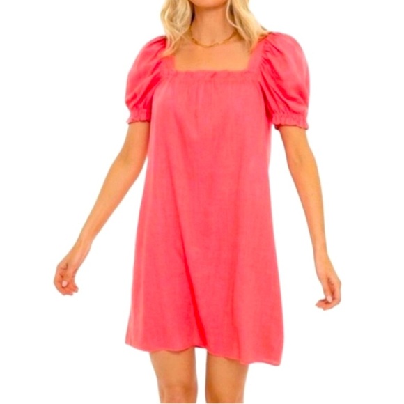 Pomander Place Tuckernuck Darcy Dress Small Coral Linen Blend Summer Chic Beach - Picture 1 of 13